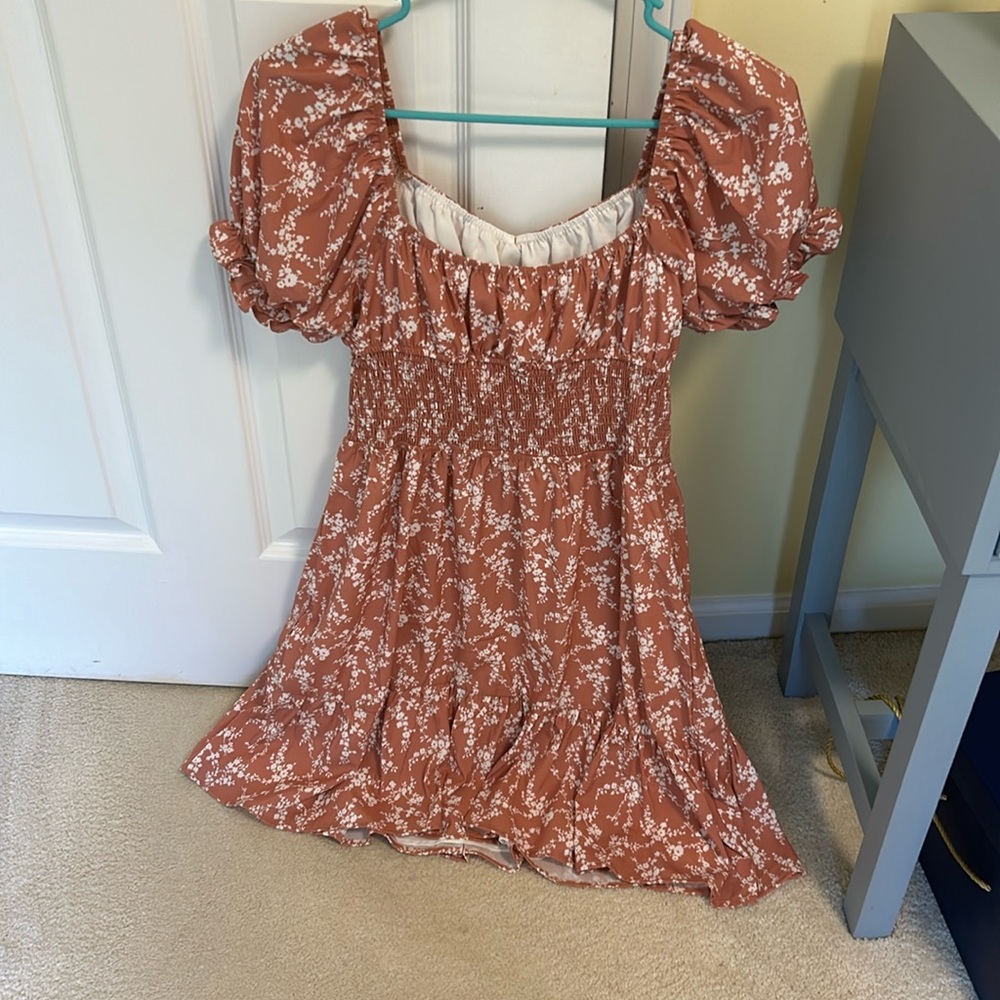 Imily Bela Dress Ruffle Sleeve Sqaure Neck Casual Beach Floral Mini Dress Size M